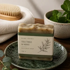 Ekologiczne mydło zapachowe z woskiem – Drzewo herbaciane i mięta, 100 g