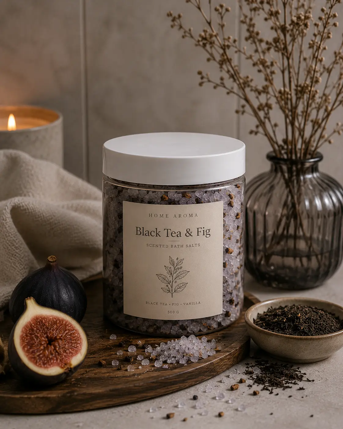 Sól do kąpieli – Czarna herbata i figa, 500 g